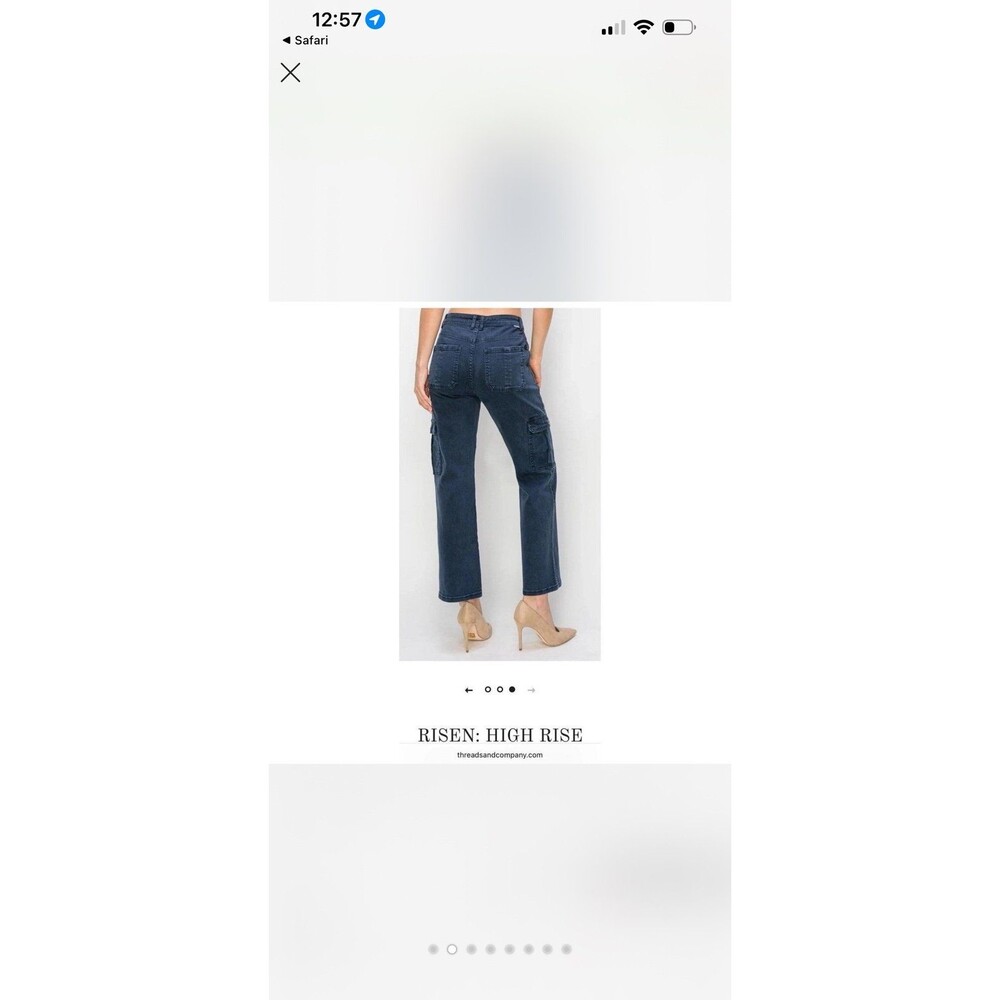 Risen blue high rise cargo jeans blue 0